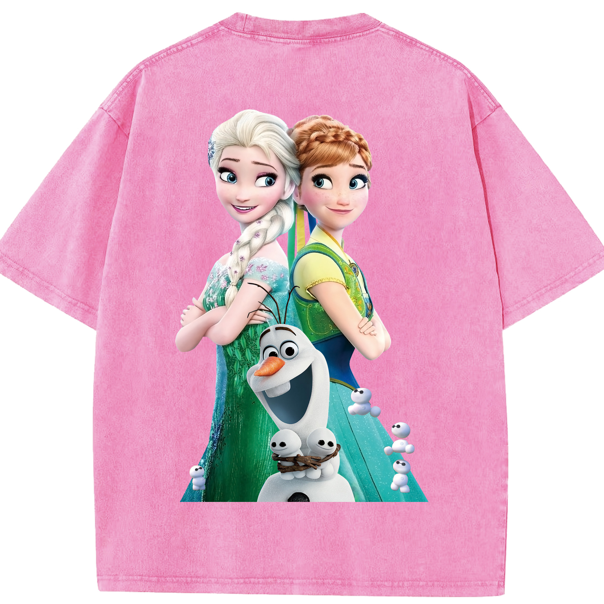 （画像用） アナと雪の女王 アンナ エルサ Frozen Anna Elsa 綿100% ヴィンテージ風 半袖Tシャツ（背面プリント）